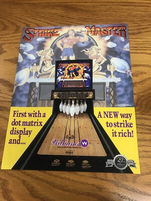 Williams STRIKE MASTER Shuffle Alley Bowling Machine Game flyer - original