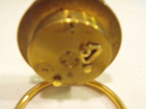 Vintage Grant A. Peacock (NYC) Brass Table/Travel Alarm Clock 3" Diameter - Picture 4 of 6