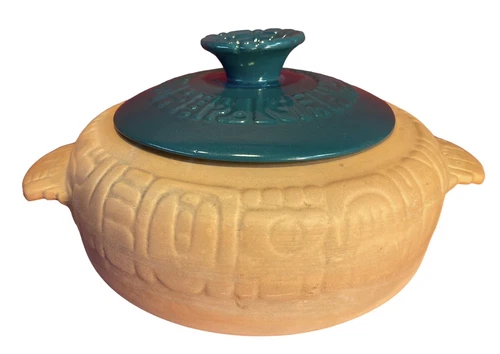 FRANKOMA Aztec Model 7V 1.5 Qt Casserole Forest Green Lid Interior Unglazed Base