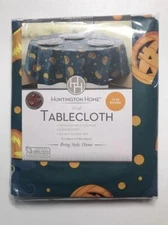 Halloween Pumpkin Vinyl Tablecloth 70” Round-H