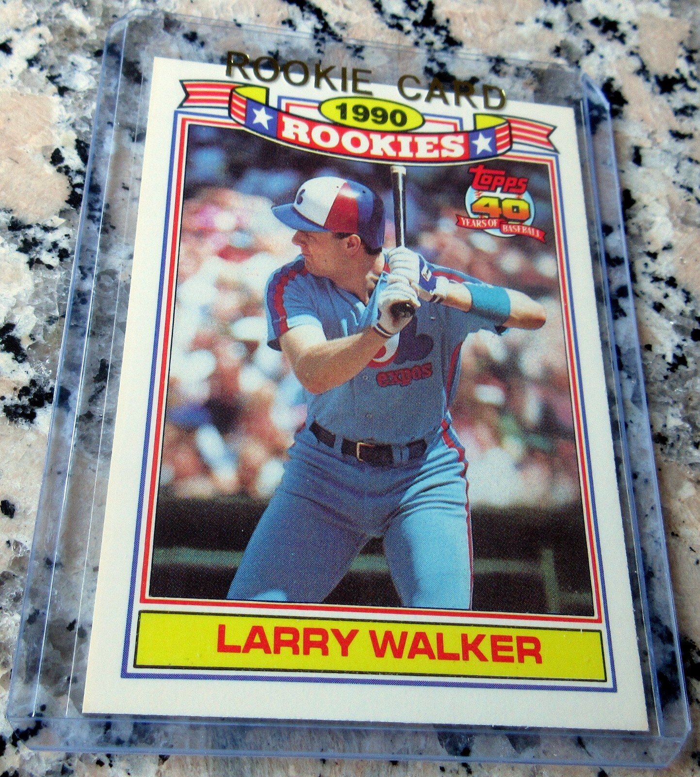 LARRY WALKER 1990 Topps GLOSSY Rookie Card RC Expos Rockies HOF 383 HRs $ HOT $