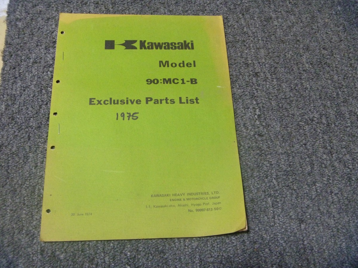 1975 Kawasaki 90:MC1-B Motorcycle Parts Catalog Manual List 99997