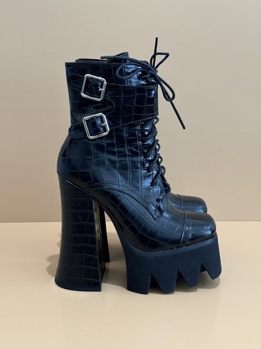 NWT London Rag Stomper Combat Boot in Black -5 - Picture 8 of 21