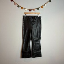 Zara black faux leather flare pants