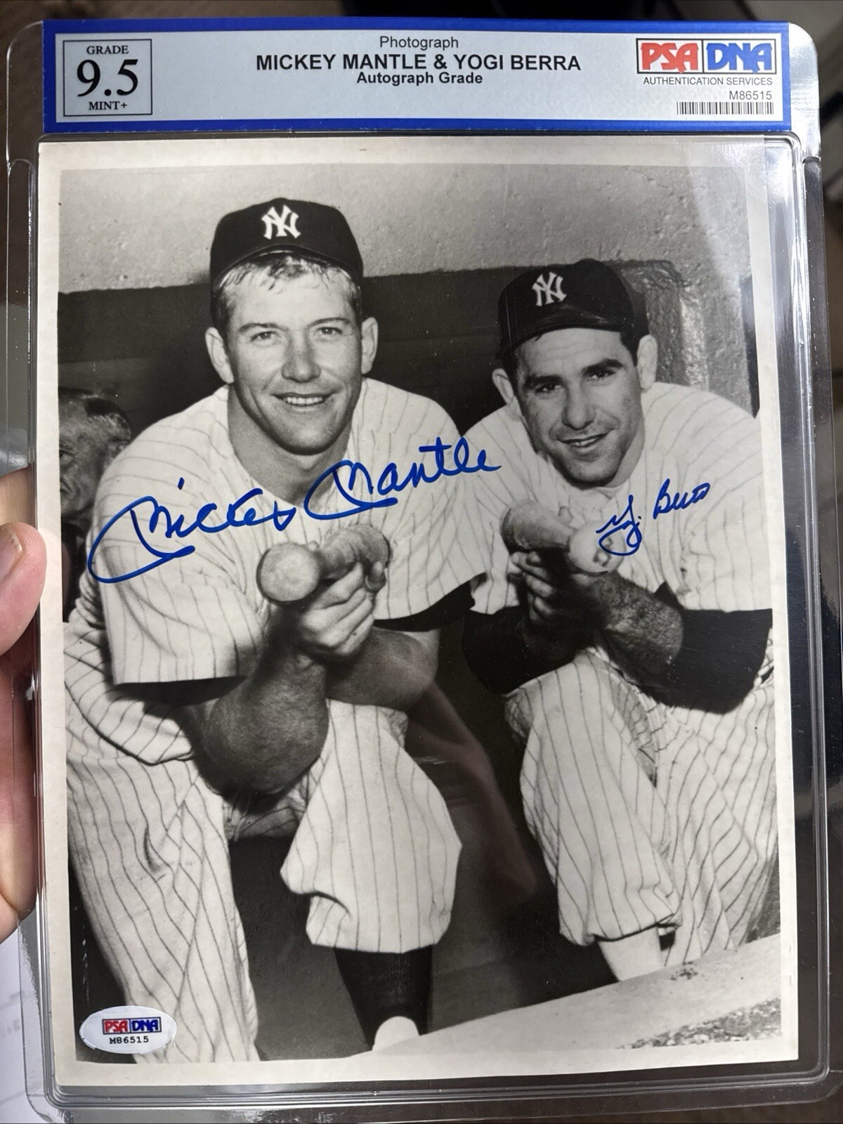 Mantle and Berra Autographed Signed New York Yankees MICKEY MANTLE & YOGI BERRA , Framed & PSA DNA 9.5 8X10 Photo 