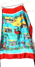 VINTAGE AUTHENTIC SOUVENIR SILK SCARF 32" Square LIBYA OASISDESERT TRIPOLI