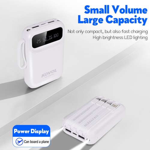 20000mAh Przenośny power bank USB-C Szybka ładowarka Akumulator z 4 kablami - biały - Zdjęcie 14 z 18