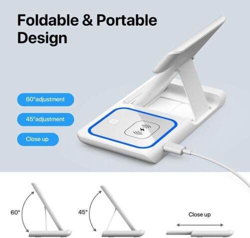 3in1 Wireless Charger Dock Charging Station For Apple Watch Airpods iPhone Black - Picture 8 of 12