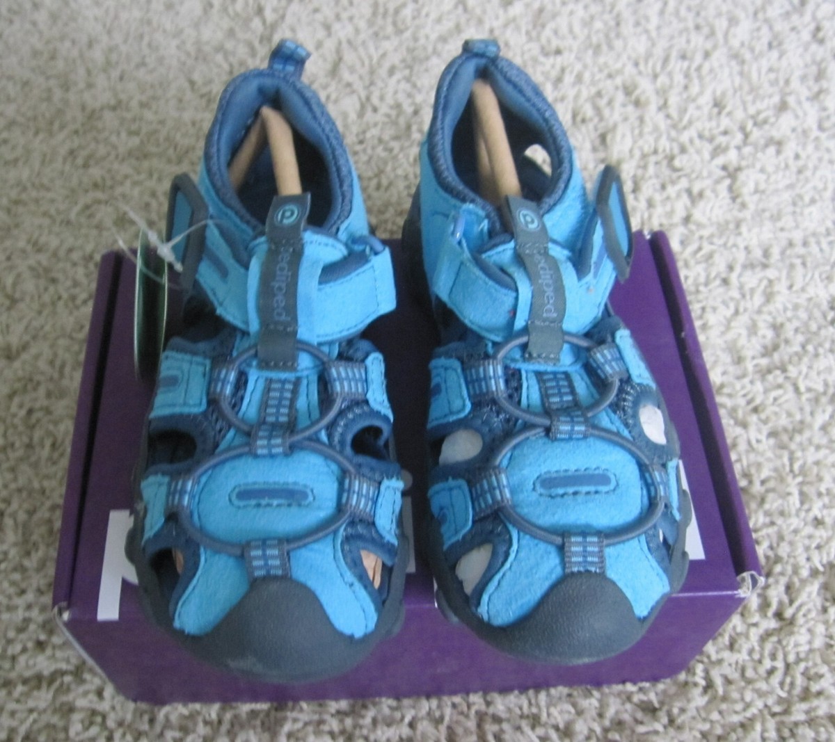 PEDIPED NIB Canyon Sandals Toddler Boys Size US 24 EU Blue Vegan NEW