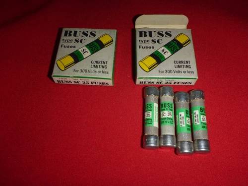 8 New Old Stock Bussmann SC-25 Buss Fuses SC25 2 Packs of 4 Current Limiting