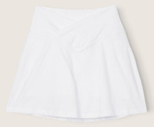 Victoria's Secret PINK COTTON V CROSSOVER SKIRT SHORT SKORT in Optic White M NEW