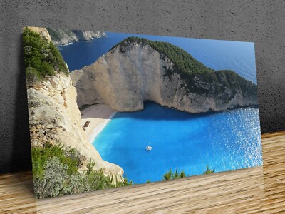 Zante Greece Magical Blue Waters  panoramic  mounted canvas print ready to hang