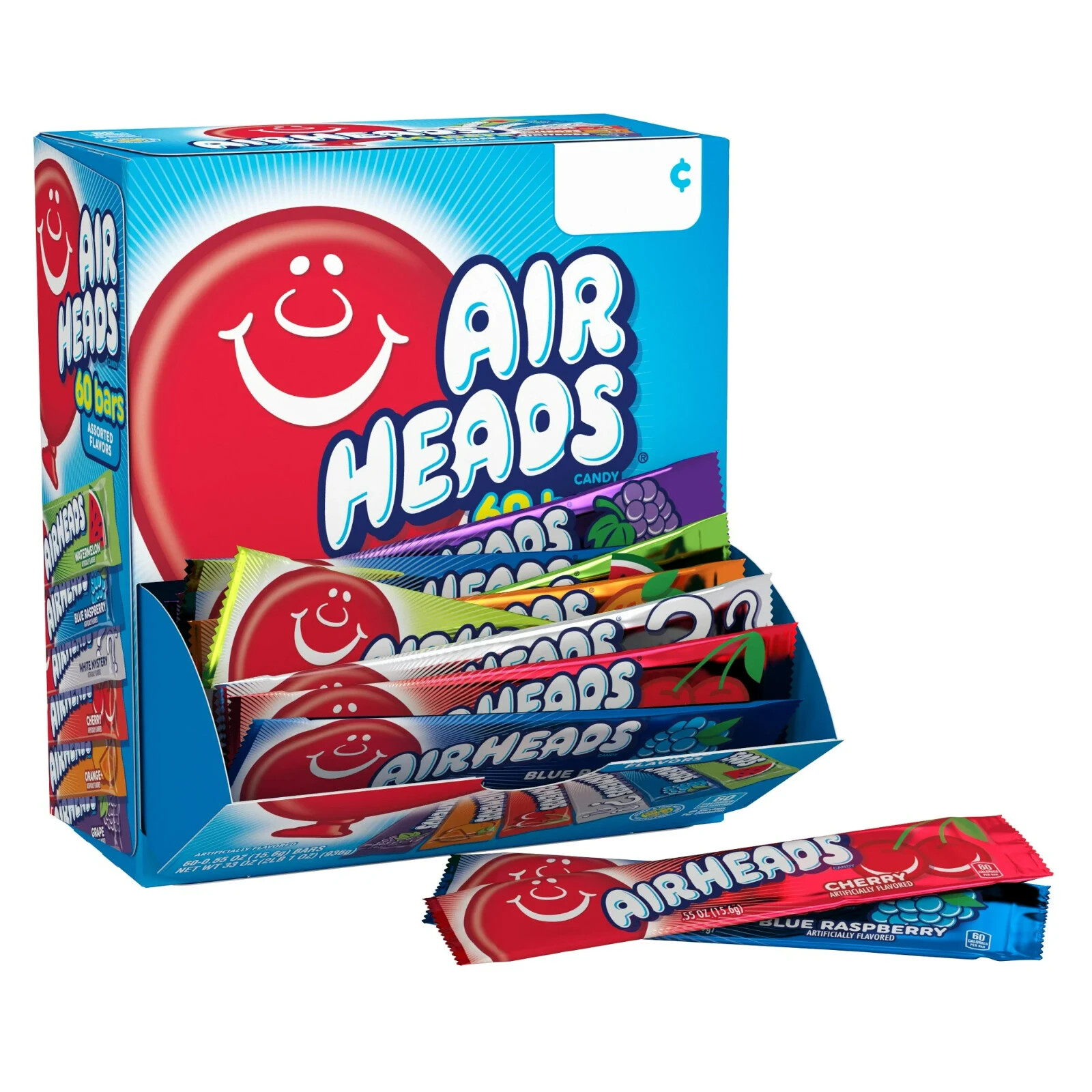 Airheads Chewy Candy Bars, Assorted Flavors, Nut Free, Regular Size, 33 oz, 60 C