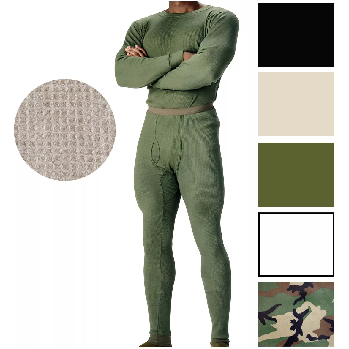 Military Thermal Knit Underwear Cold Weather Long Johns Waffle