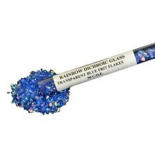 Frit Flakes Blue with Rainbow Dichroic Coating 90 COE 1 oz Glass Fusing Supply