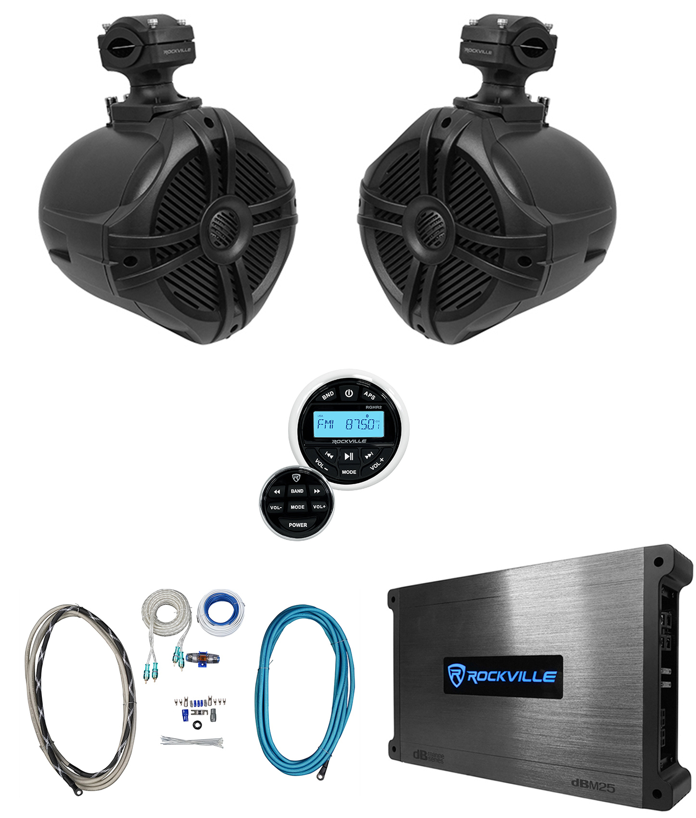 2 Поворотные колонки для морского вейкборда Rockville RWB70B Black 65 УсилительРесивер 57490₽