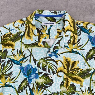 Tommy Bahama Tikis In The Tropics Silk Camp Shirt In Corsica Men Medium NEW $138