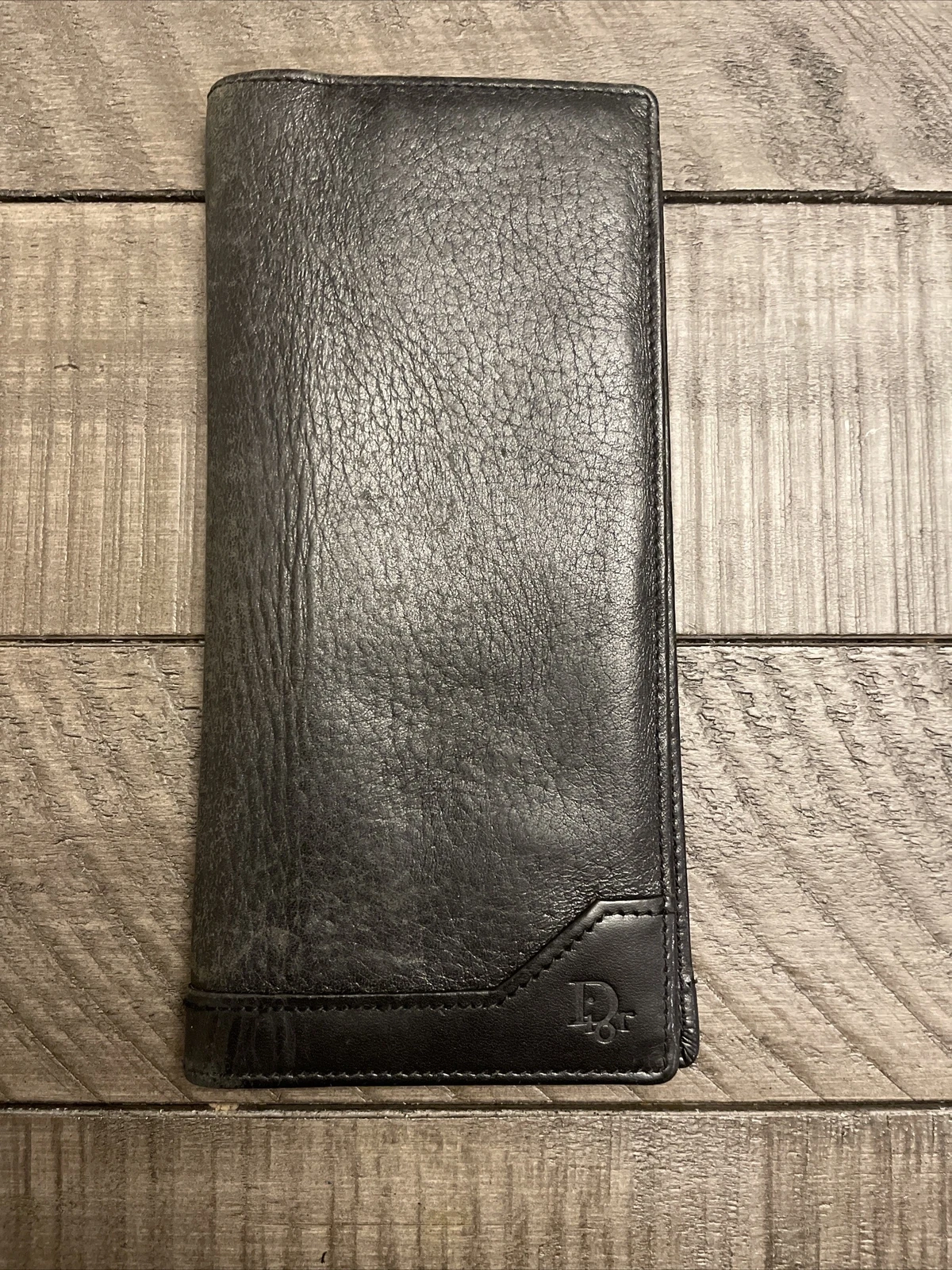 Portefeuille long CHRISTIAN DIOR cuir noir vintage