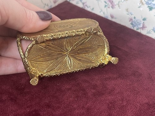 Small Scale Gold Petit Needlepoint Louis the 14th Miniature Settee - Picture 6 of 9