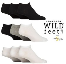 Mens Trainer Socks Plain Cotton 3 Pairs Black/White/Grey 7-11  SOCKSHOP Wildfeet