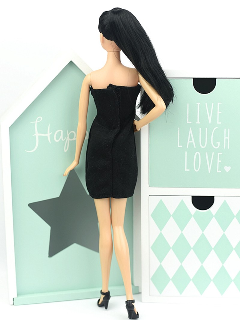 Black Strapless Dress For 11.5" Doll Evening Dresses Clothes For 1/6 Dolls Toy