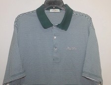Peter Millar Golf Polo Shirt Size Large Sea Island Men's Green White Striped