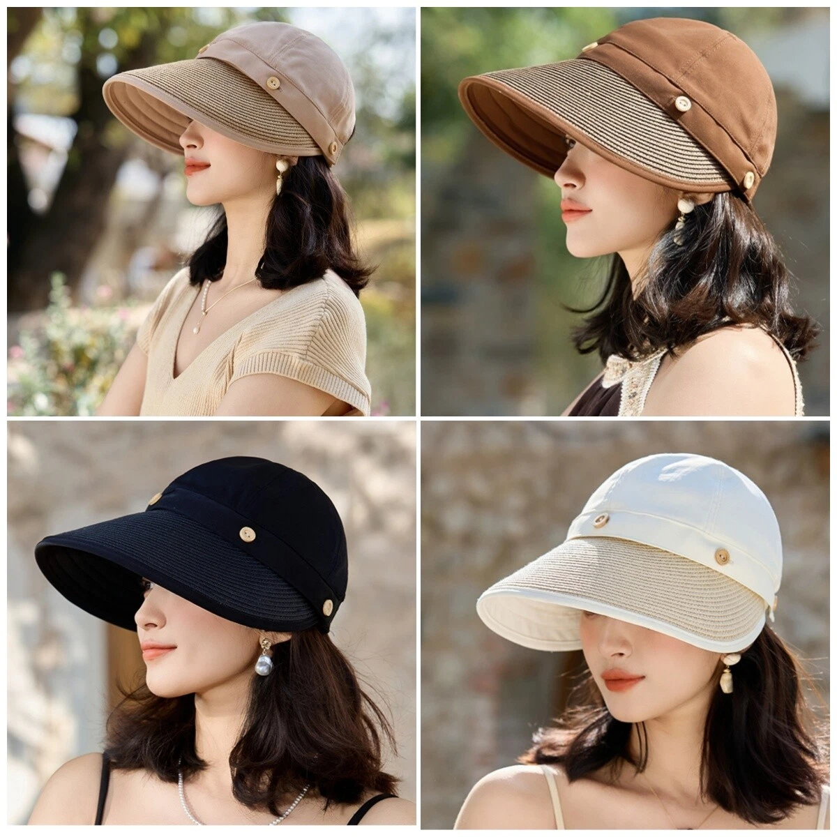 Womens Summer Beach Wide Brim Hat Sun Visor Cap Removable With Ponytail Hole
Opens in a new window o