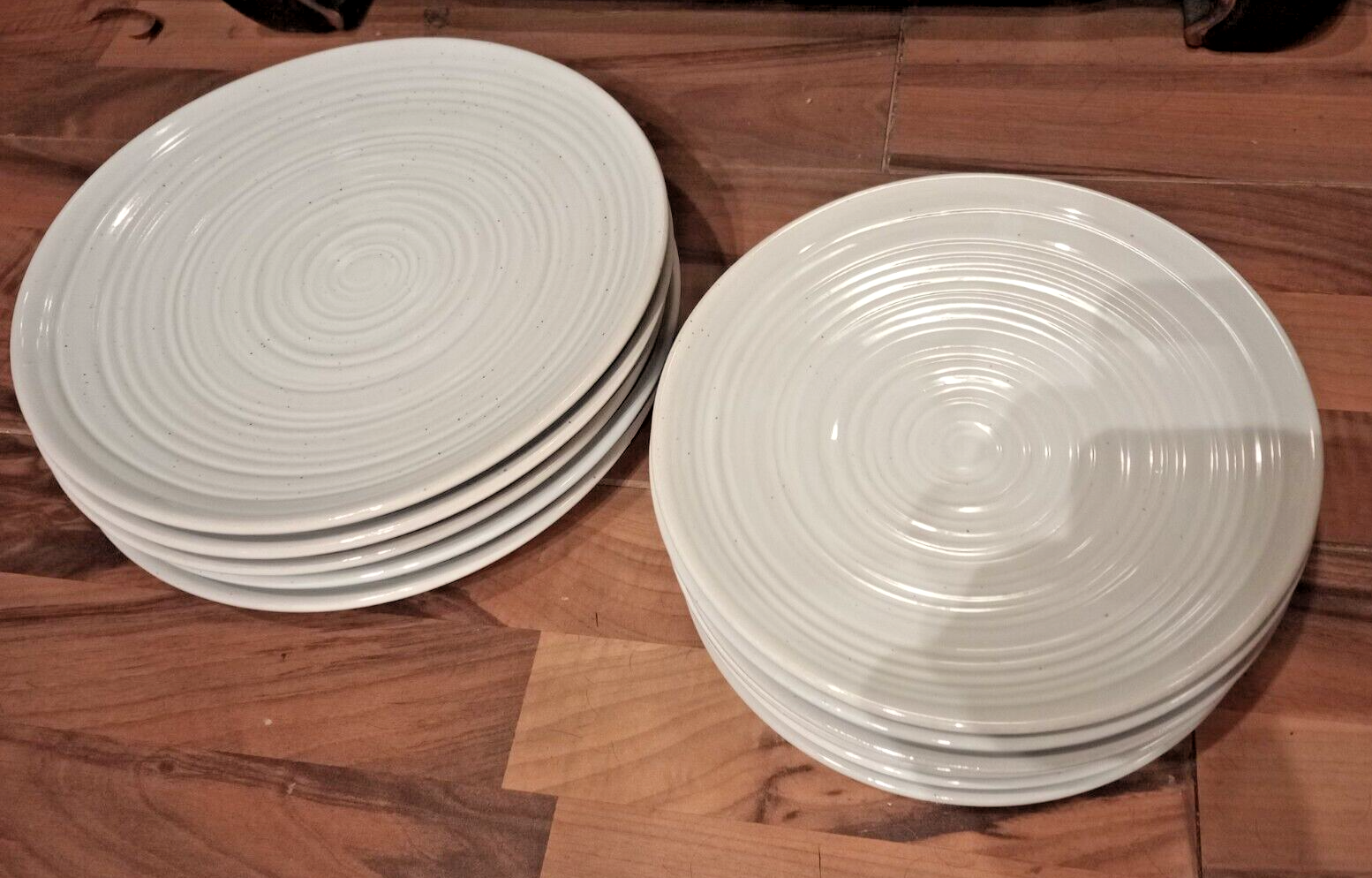 12 pc Better Homes & Gardens Gray Speckled ~ 5 Dinner Plates and 7 Salad Plates