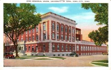 Iowa Memorial Union University Of Iowa Antique Cars Iowa City IA Postcard