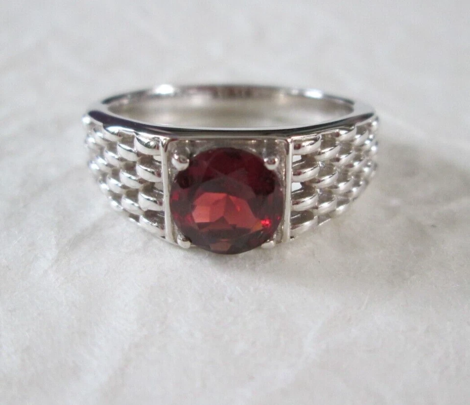 Anillo de latón para hombre Mozambique granate platino enlace (talla 10) 2,25 quilates Foto 3 de 4