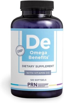 PRN De Dry Eye Omega-3 Fish Oil 2240mg - 120 Burpless Capsules for Eye Relief-=