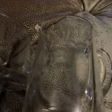 Clear Glass  Cream & Open Sugar Set with Eitched Vine