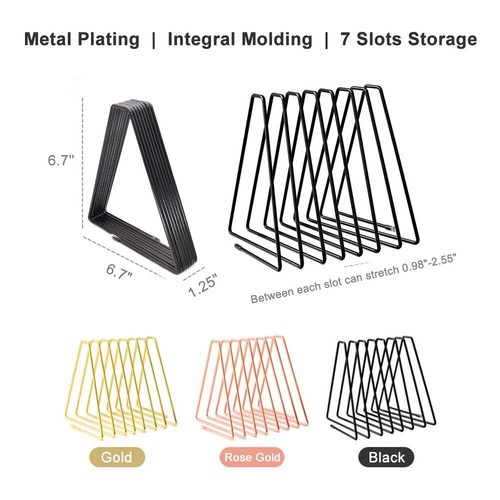 Adjustable 7-Slots Desktop Magazine File Holder Triangle Metal Wire Book Orga... - Picture 2 of 6