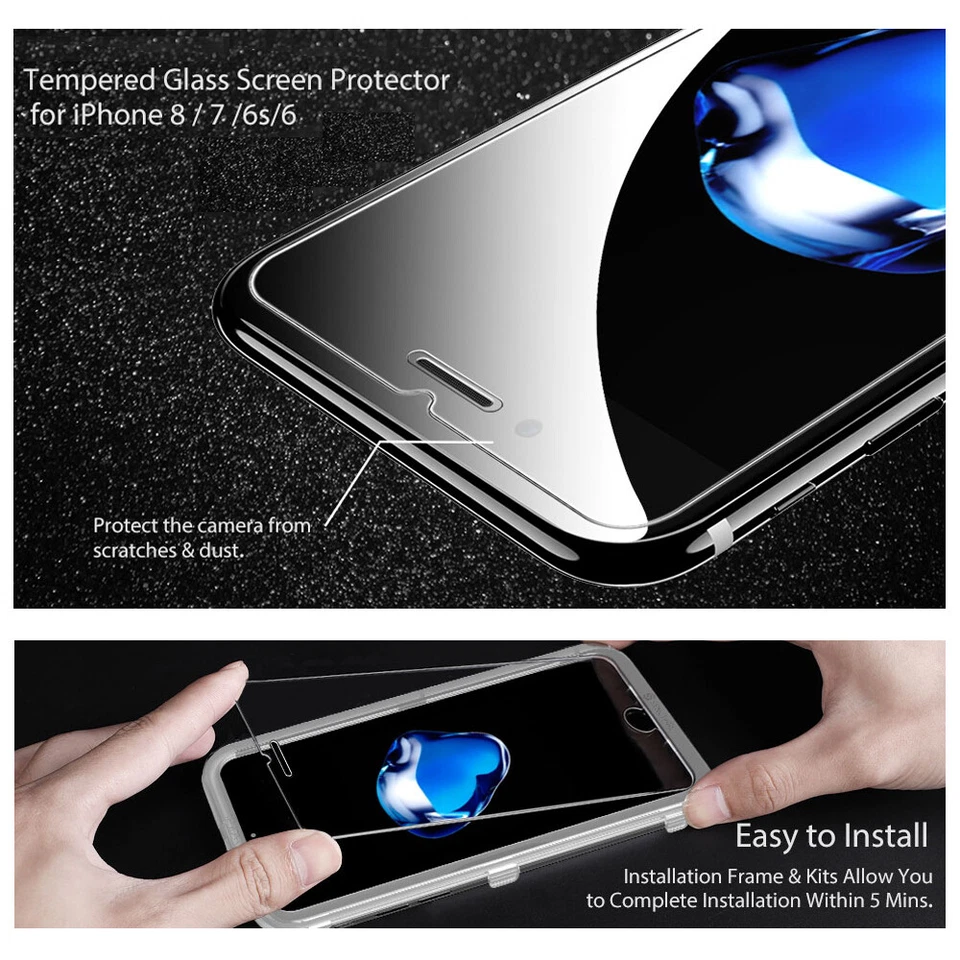 3x Pack For iPhone 6 6S 7 8 Plus Premium Tempered Glass Screen Protector - Image 4 of 4