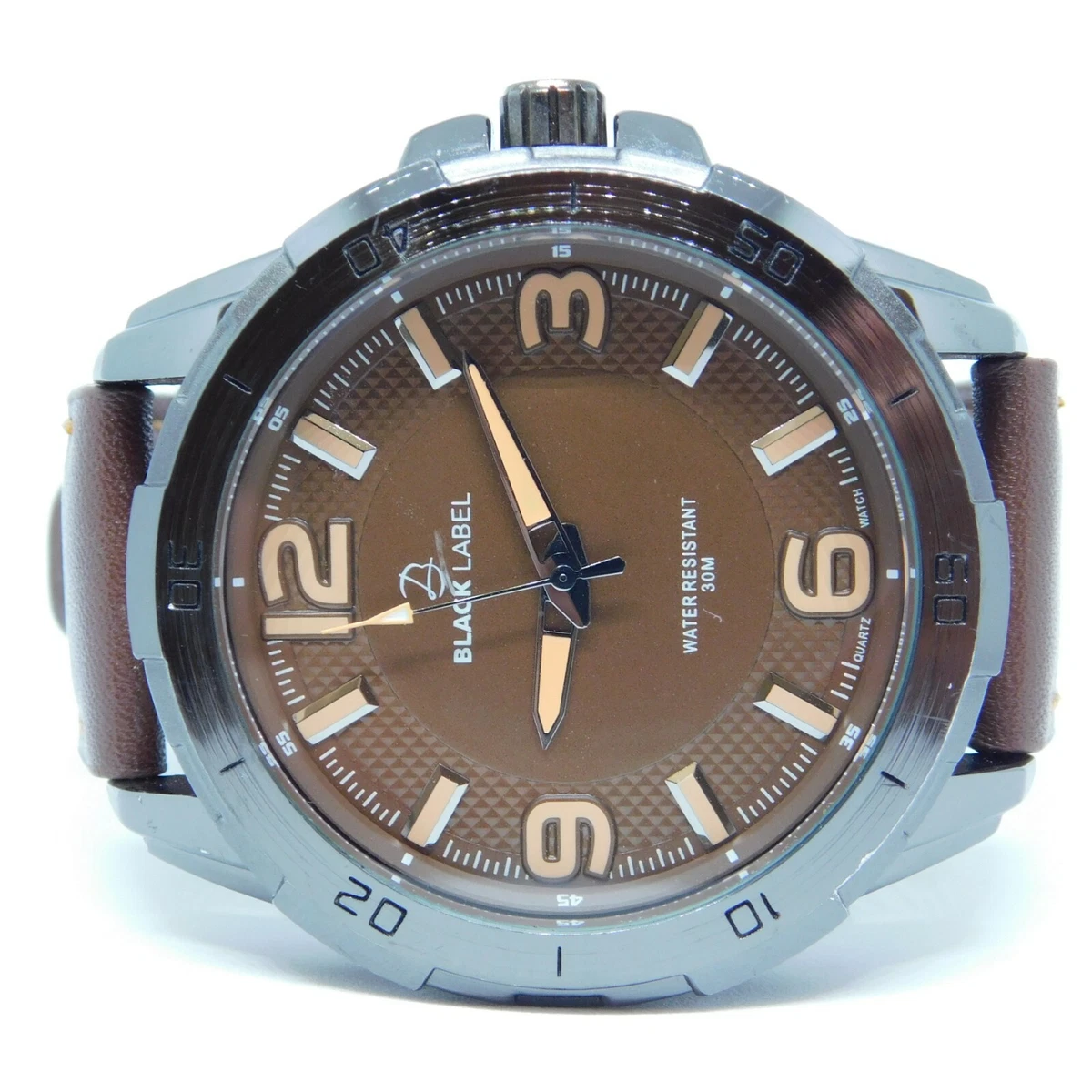 Black Label Genuine Leather WR 30M Quartz Analog Men's Watch New Battery |  eBay