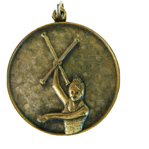 Vintage Gymnastics Baton Twirling  1970's Medal - Ribbon Pin