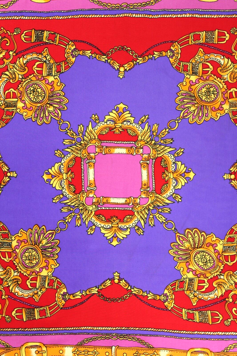 Foulard Carré Vintage Carven En Soie 100% - Multicolore Motif Géométrique - Occasion Bon état
