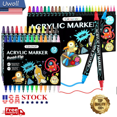 12-26 Colors Paint Markers Oil-based Art Pens Waterproof for Rubber Cloth Glass