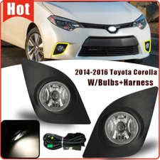 Fit For 2014-2016 Toyota Corolla L LE Clear Lens Front Fog Lights Lamp W/Bulbs