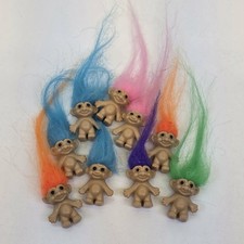 Lot Of 9 1-inch Troll Dolls I Have No Idea What Era Or Who Made Them