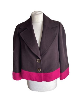 Escada Women s Blazer Jacket Eu 38 UK 10 Wool Brown Pink Colour Block