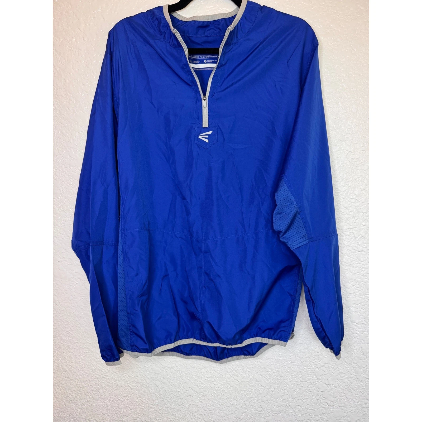 Easton Windbreaker Jacket Mens Large Blue Good Quarter Zip Mesh Performance - product detail image 1