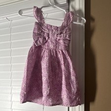 Girls Purple Floral Sundress Square Neck Strappy Bow Ruffle Knee Length
