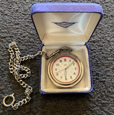 Vintage Swiss Army Men's 48mm Dial Pocket Watch w/ Chain