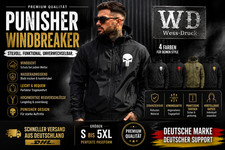 Męska kurtka przeciwdeszczowa Punisher Haftowana kurtka Kurtka zimowa Wiatrówka S - 5XL