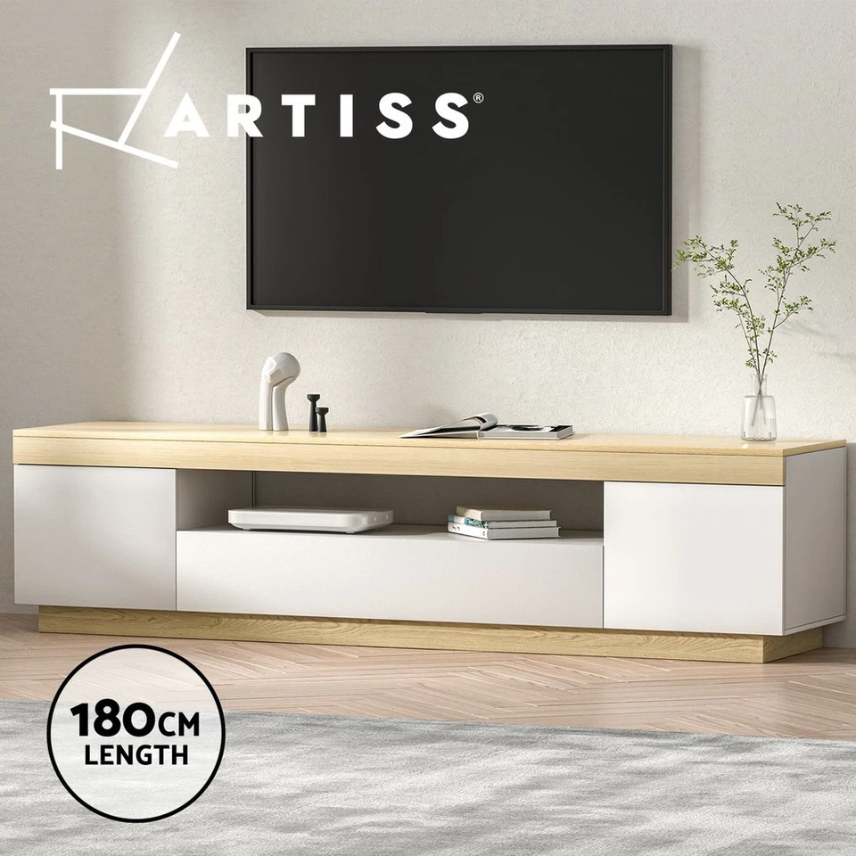 TV Unit Entertainment Unit 180cm White Gloss Storage Drawer Cabinet Stand Artiss