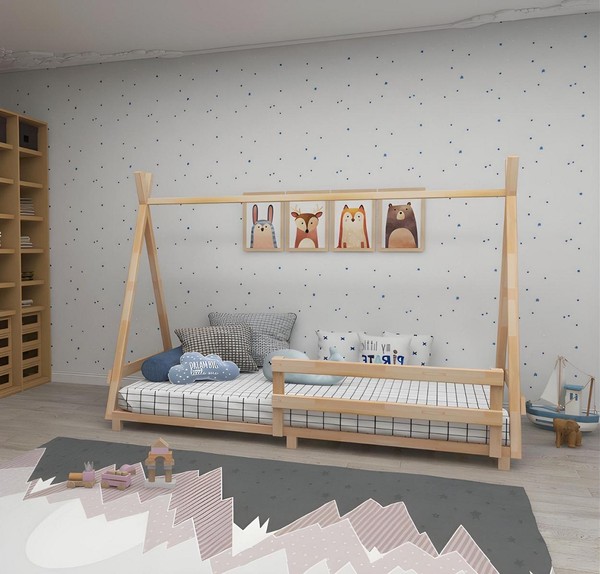 Designer Kinderzimmer MöBel LuxuriöSer Bettrahmen Robuste Holz MöBel-image