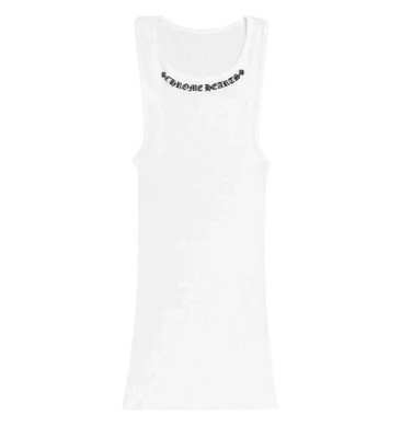 Chrome Hearts Neck Scroll Logo Tank Top White Black