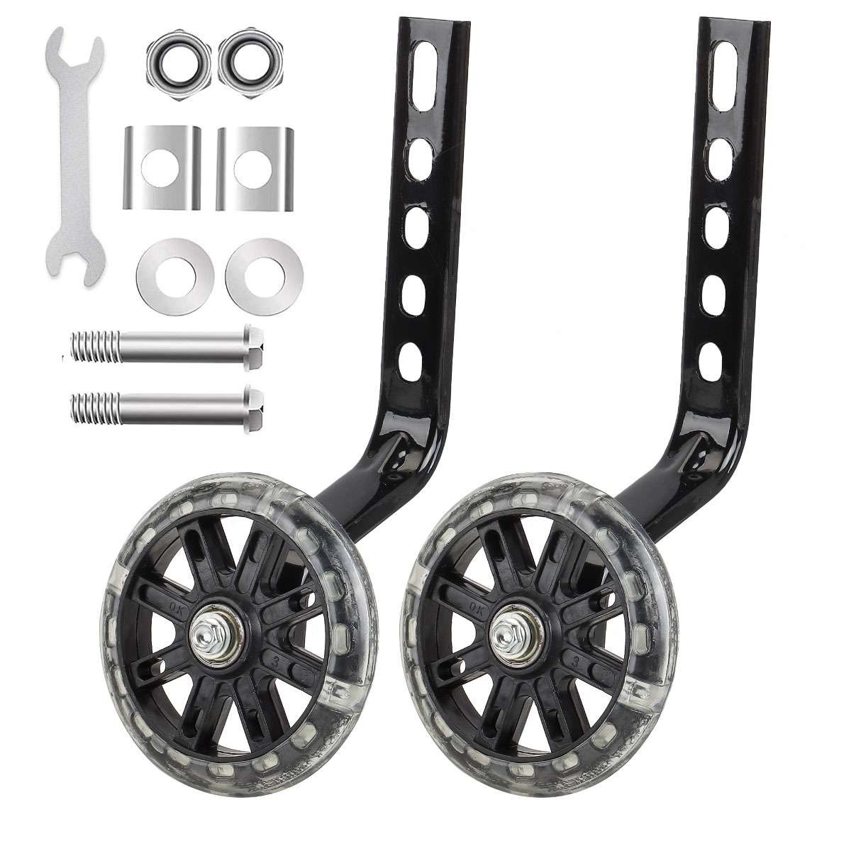 Training Wheels Bicycle for 12/14/16/18/20Inch Bike W/Flash Light Wheel 1 Pair