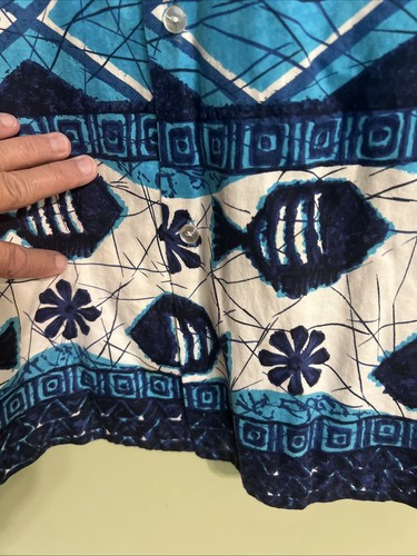 1970’s Waltah Clarke’s ALOHA HAWAIIAN SHIRT Loop Collar SIZE M - Blue-Turquoise! - Picture 14 of 17